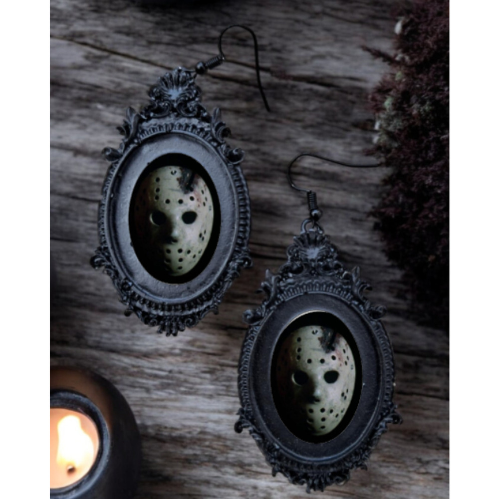 Friday the 13th Jason Voorhees Slasher Horror Movie Night Earrings